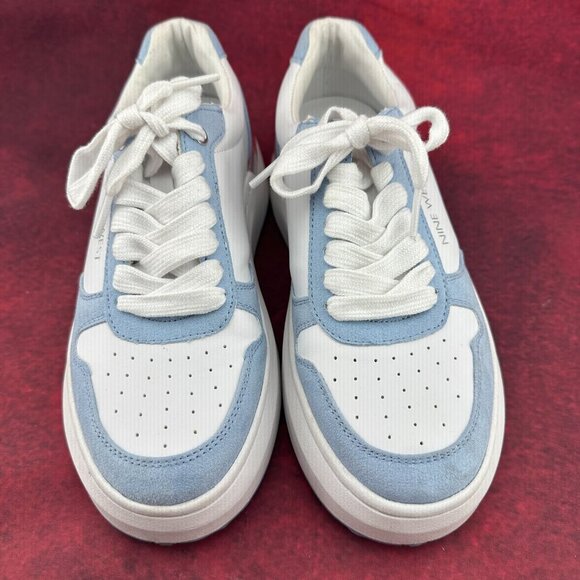 Nine West Shoes - NINE WEST WOMEN'S CALPHA PLATFORM LACE-UP SNEAKERS WHITE/BLUE SIZE 6 M